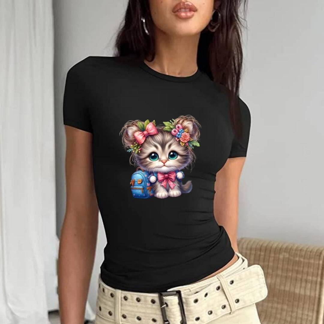 Topuzlu Kedicik Baby Tee Tshirt
