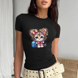 Topuzlu Kedicik Baby Tee Tshirt