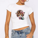 Leopar Fiyonklu Kedicik Baby Tee Tshirt