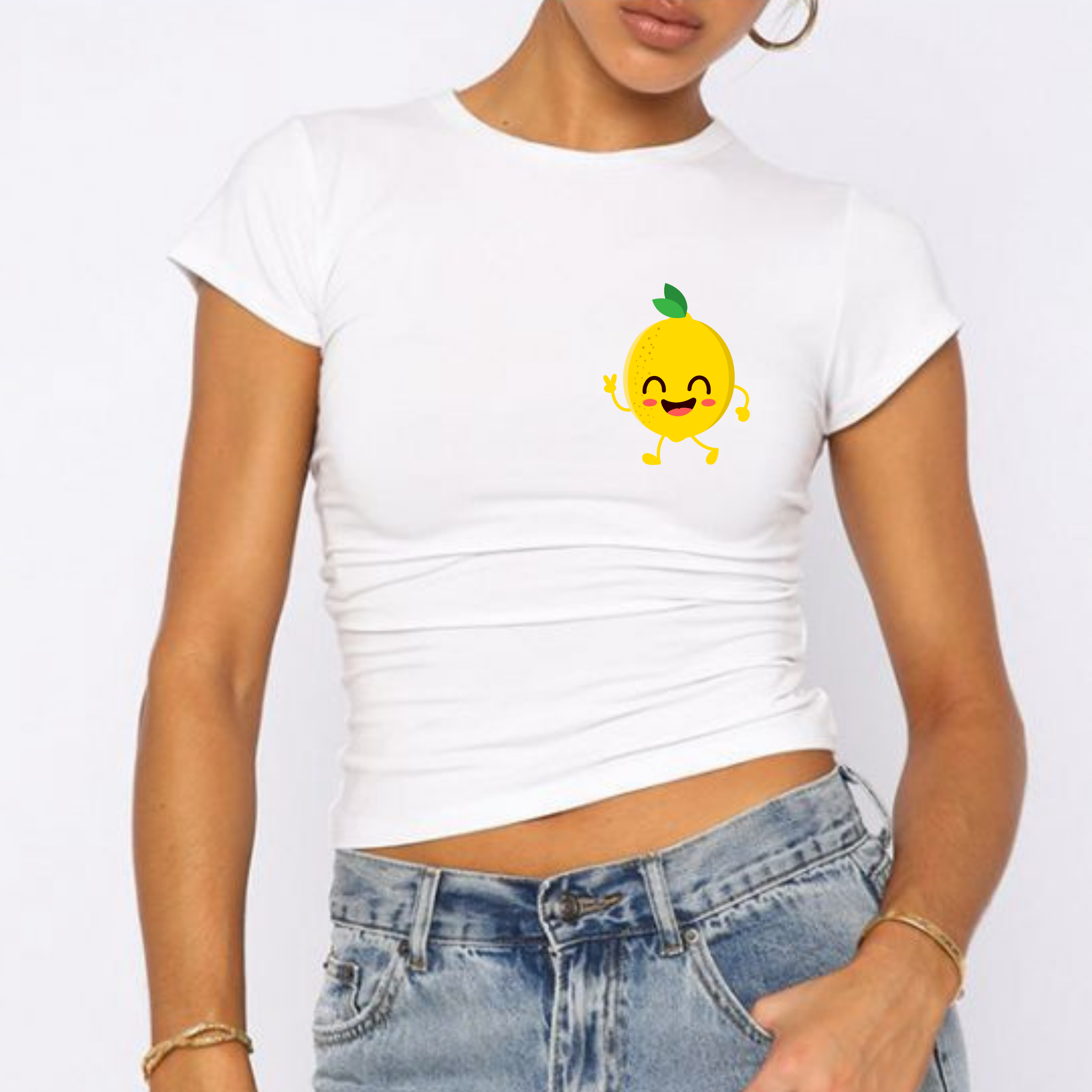 Eğlenceli Limon Figürlü Baby Tee Crop