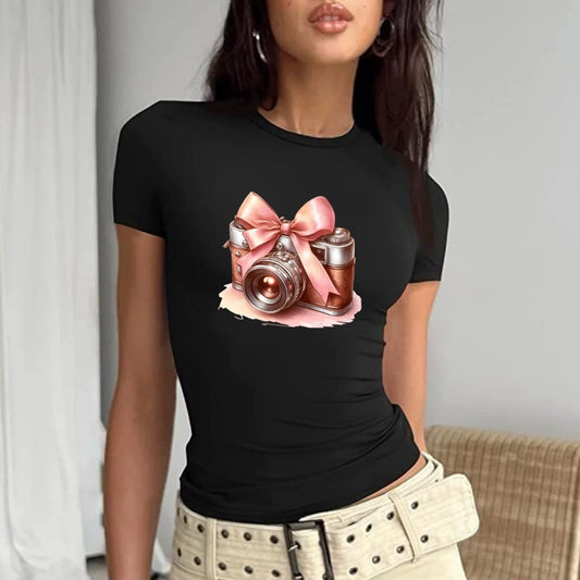 Fiyonklu Fotoğraf Makinesi Baby Tee Tshirt