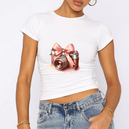 Fiyonklu Fotoğraf Makinesi Baby Tee Tshirt