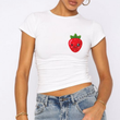 Gülümseyen Çilek Figürlü Baby Tee Crop