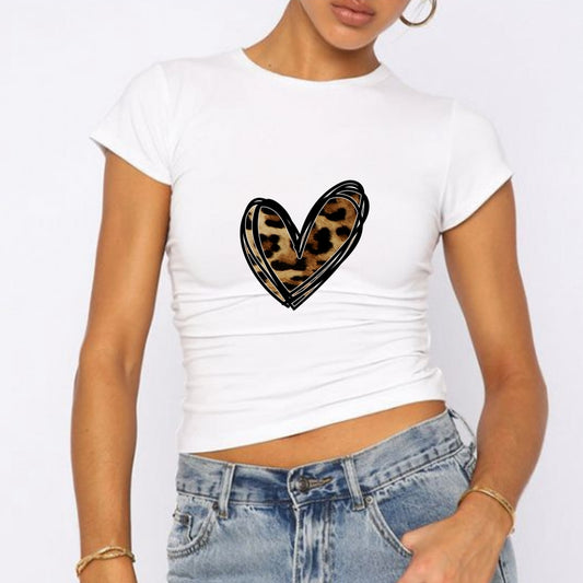 Leopar Kalp Baby Tee Tshirt