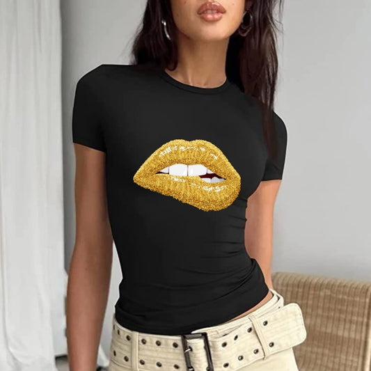 Golden Lips Dudak Baby Tee Tshirt